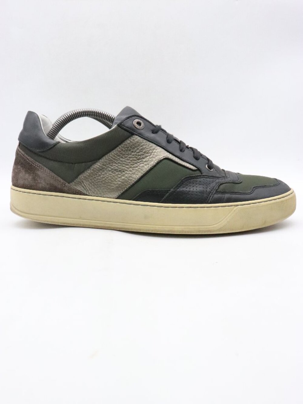 Lanvin Men's Size UK 9 US 10 Black Leather Green Sneakers Comfort Shoes